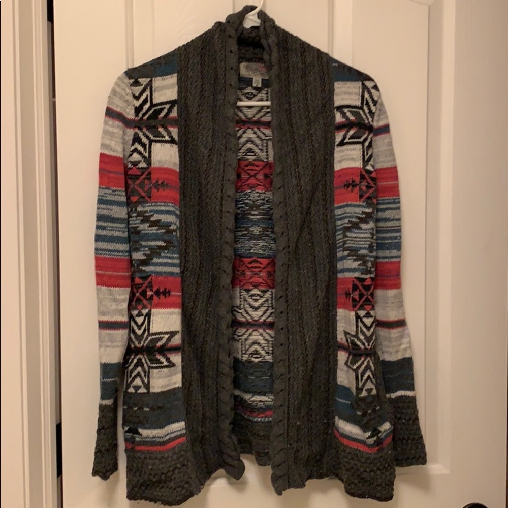 Aztec open front cardigan